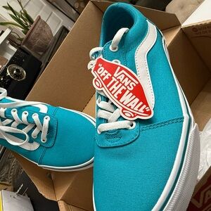 Vans Turquoise Blue and White Athletic Shoes